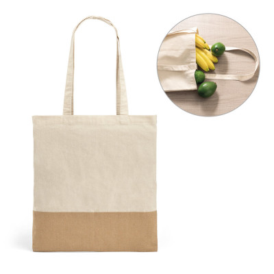 MERCAT. 100 cotton bag (160 g/m²) with imitation jute details